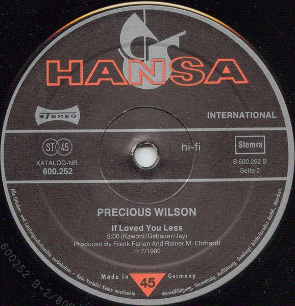 Precious Wilson : Cr-Cr-Cr-Cry To Me (12",Single,45 RPM)