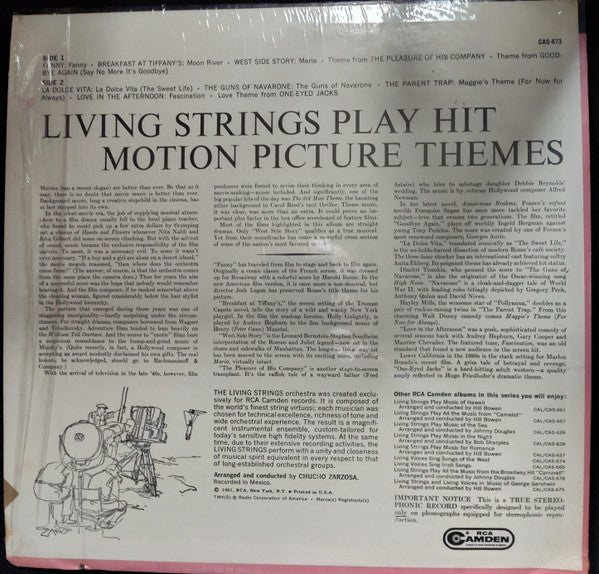 Living Strings : Play Hit Motion Picture Themes (LP,Album,Stereo)