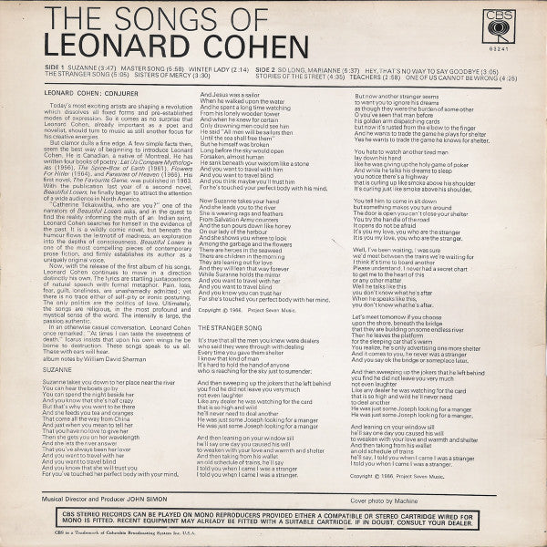 Leonard Cohen : Songs Of Leonard Cohen (LP,Album,Reissue,Repress,Stereo)