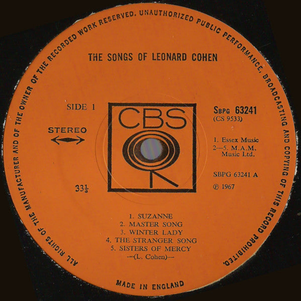 Leonard Cohen : Songs Of Leonard Cohen (LP,Album,Reissue,Repress,Stereo)