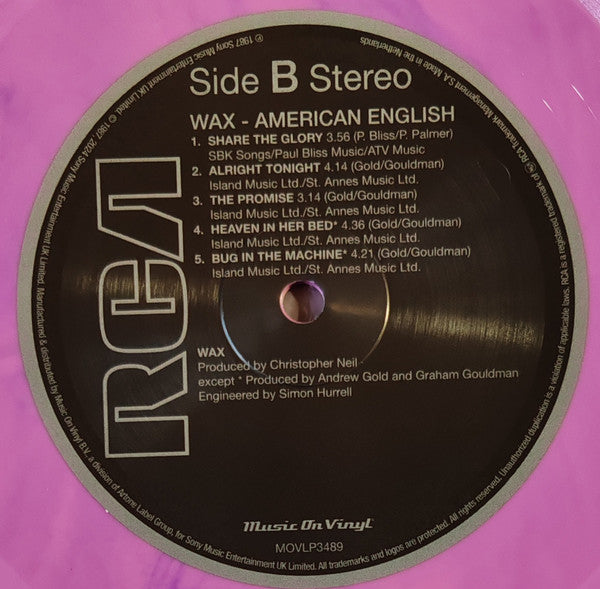 Wax (6) : American English (LP, Album, Ltd, Num, RE, 180)