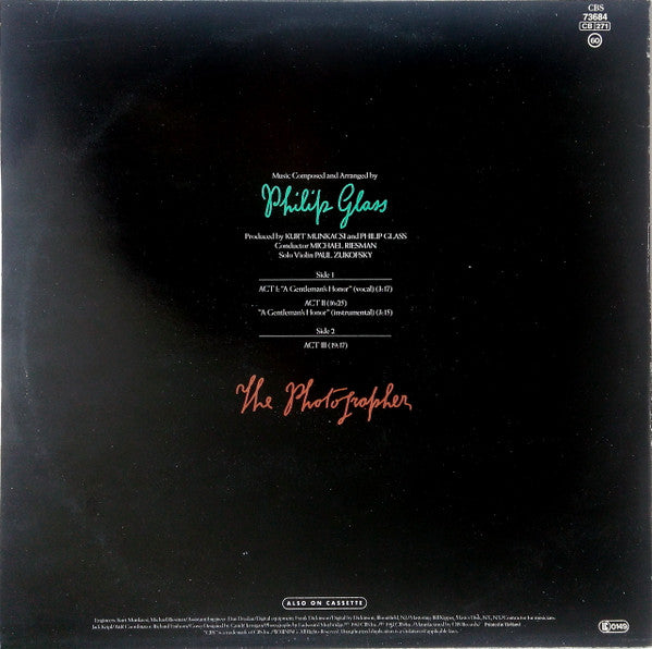 Philip Glass : The Photographer (LP,Album,Stereo)