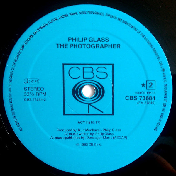 Philip Glass : The Photographer (LP,Album,Stereo)