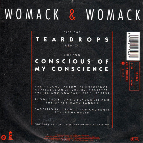 Womack & Womack : Teardrops (7",45 RPM,Single,Stereo)