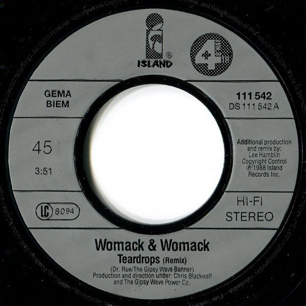 Womack & Womack : Teardrops (7",45 RPM,Single,Stereo)