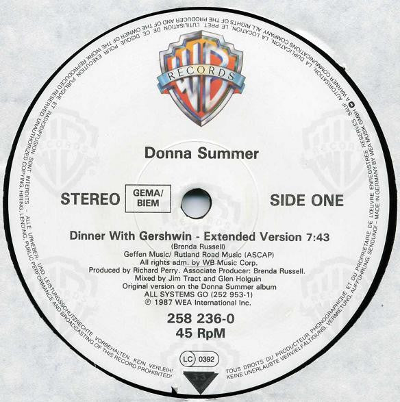 Donna Summer : Dinner With Gershwin (12",45 RPM)