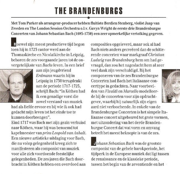 Tom Parker Featuring Berdien Stenberg & Jaap van Zweden / Johann Sebastian Bach : The Brandenburgs - The Concertos 1, 2 & 3 (A Tom Parker Project) (Album)