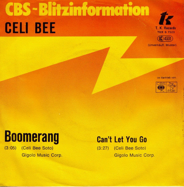 Celi Bee : Boomerang (7",Single,Promo,45 RPM)