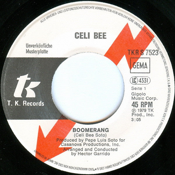 Celi Bee : Boomerang (7",Single,Promo,45 RPM)