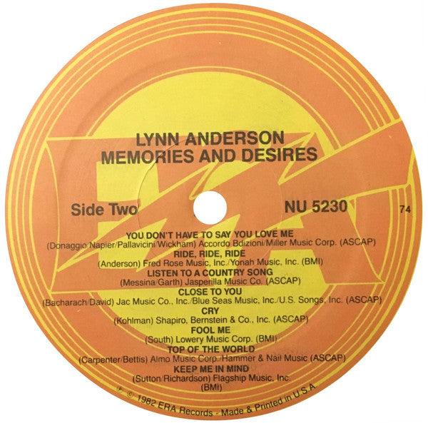 Lynn Anderson : The Best Of Lynn Anderson - Memories And Desires (LP,Compilation)