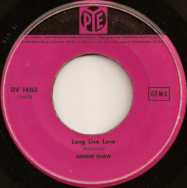 Sandie Shaw : Long Live Love (7",Single,45 RPM)