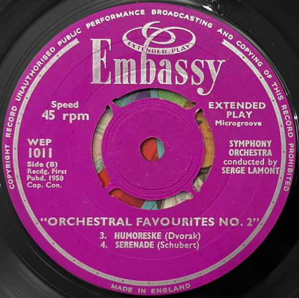 Serge Lamont : Orchestral Favourites No.2 (7",EP,45 RPM)