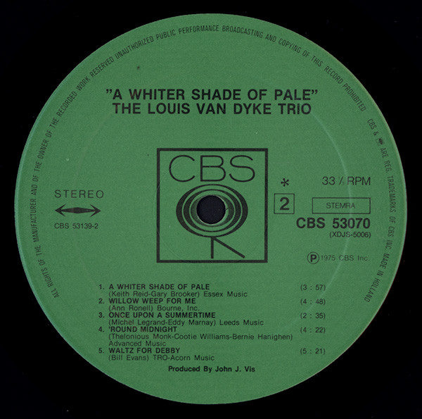 Louis Van Dyke Trio : A Whiter Shade Of Pale (LP,Album,Reissue)