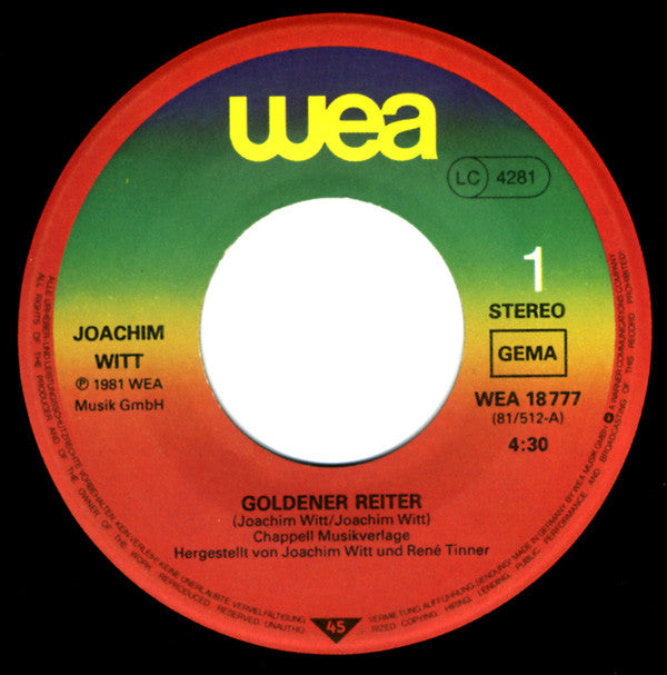 Joachim Witt : Goldener Reiter (7",45 RPM,Single)