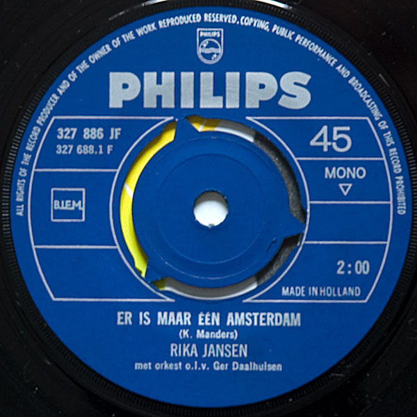 Rika Jansen : Amsterdam Huilt / Er Is Maar Eén Amsterdam (7",Single,45 RPM,Mono)