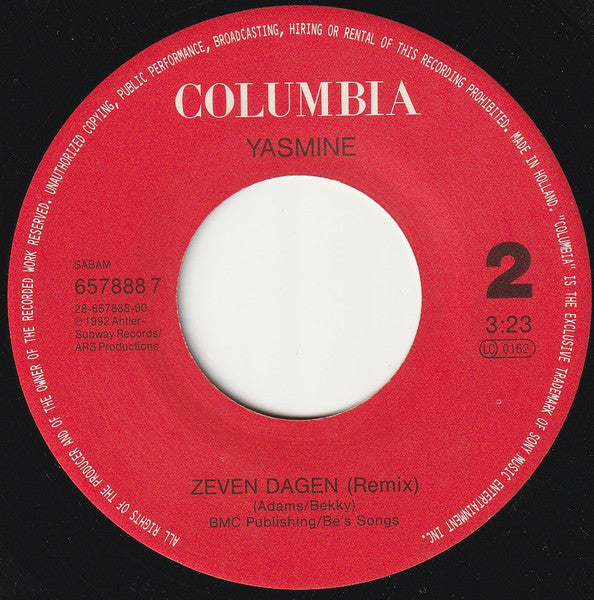 Yasmine (2) : Zeven Dagen (7",45 RPM,Single)