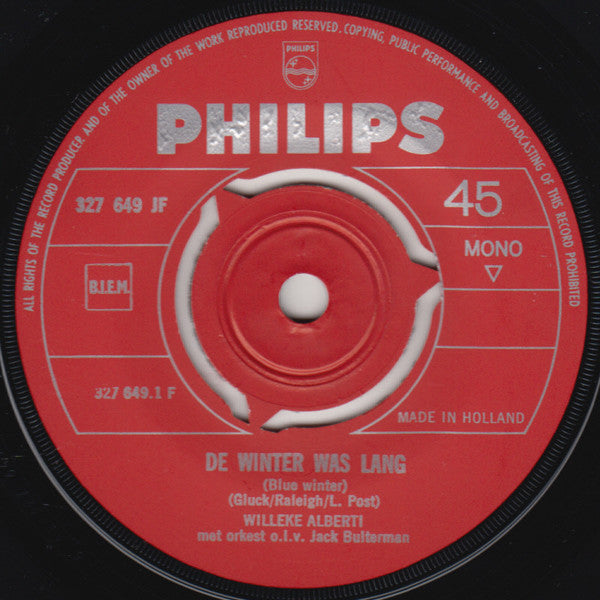 Willeke Alberti : De Winter Was Lang / Auf Wiederseh'n, Mein Liebling (7",45 RPM,Single,Mono)
