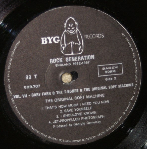 Gary Farr (2) & T-Bones (2), The + Soft Machine : Rock Generation Volume 7 - Gary Farr & The T-Bones + The Original Soft Machine (LP)