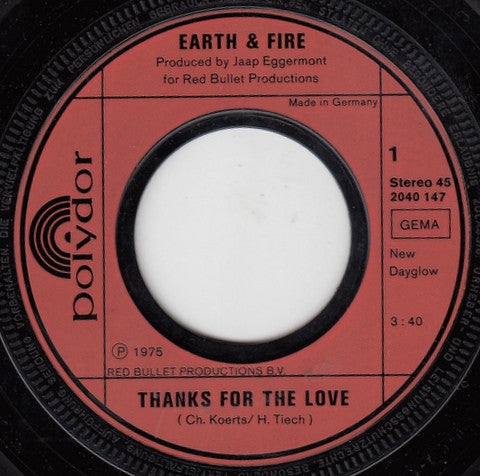 Earth And Fire : Thanks For The Love (7",45 RPM,Single)