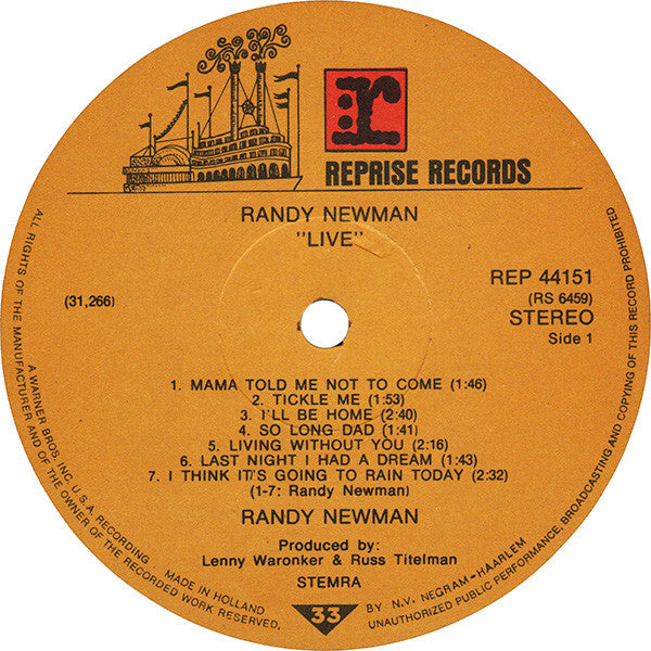 Randy Newman : Live (LP,Album,Reissue)