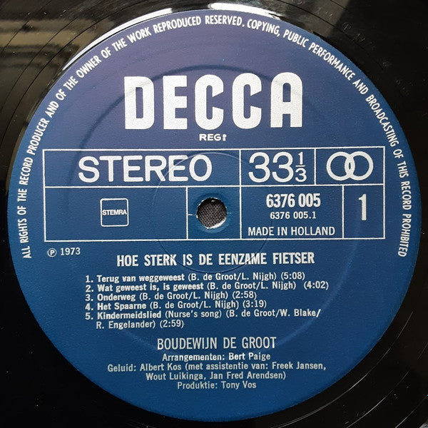 Boudewijn de Groot : Hoe Sterk Is De Eenzame Fietser (LP,Album,Stereo)