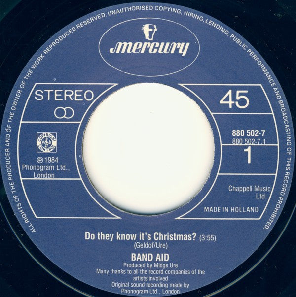 Band Aid : Do They Know It's Christmas? (7",45 RPM,Single,Stereo)