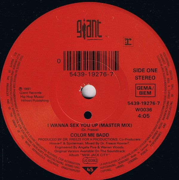 Color Me Badd : I Wanna Sex You Up (7",45 RPM,Single,Stereo)