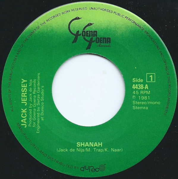 Jack Jersey : Shanah (7",45 RPM,Single,Stereo)