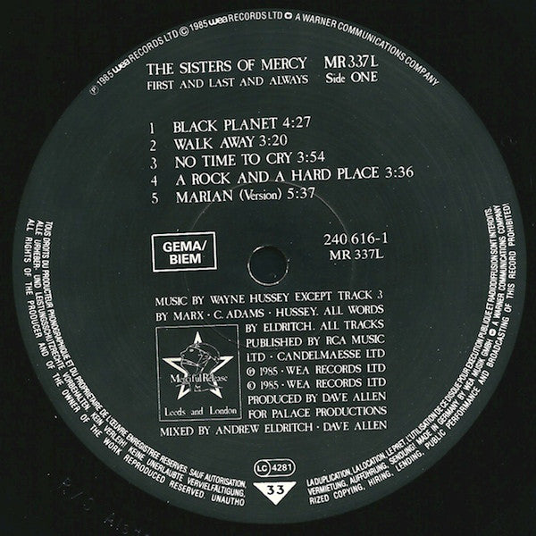 Sisters Of Mercy, The : First And Last And Always (LP,Album)