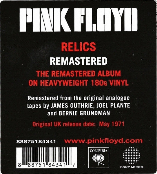 Pink Floyd : Relics (LP,Compilation,Reissue,Remastered,Stereo,Mono)
