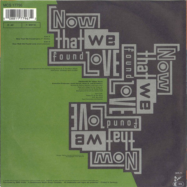 Heavy D. & The Boyz : Now That We Found Love (7",45 RPM,Single,Stereo)