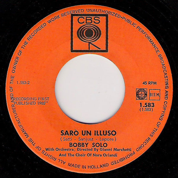 Bobby Solo : Se Piangi, Se Ridi (7",45 RPM)