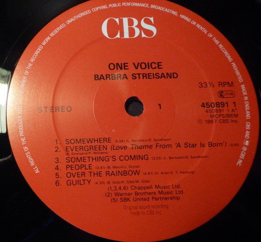 Barbra Streisand : One Voice (LP,Album)