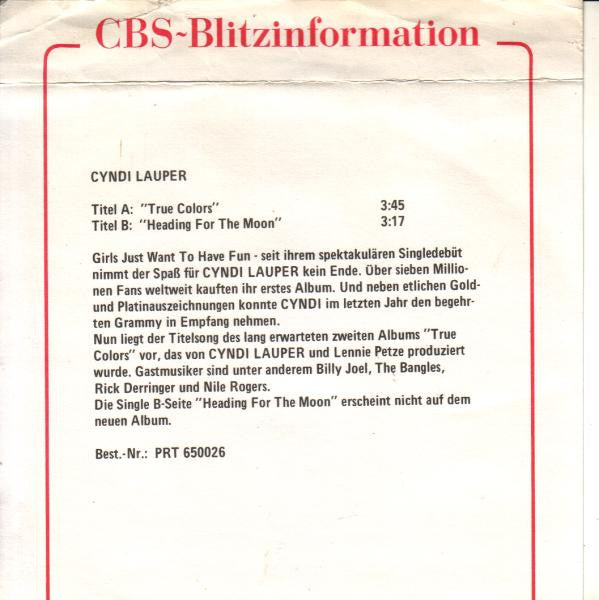 Cyndi Lauper : True Colors (7",45 RPM,Single,Stereo)