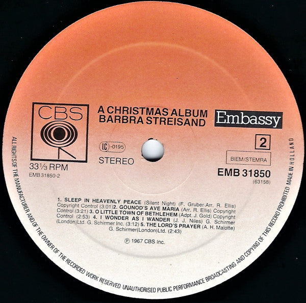 Barbra Streisand : A Christmas Album (LP,Album,Reissue,Stereo)