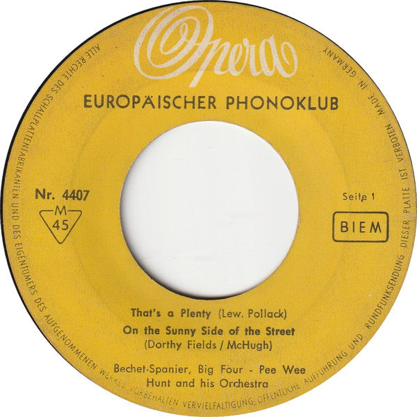 Pee Wee Hunt And His Orchestra : Bechet-Spanier Big Four (LP,7",45 RPM,Mono)