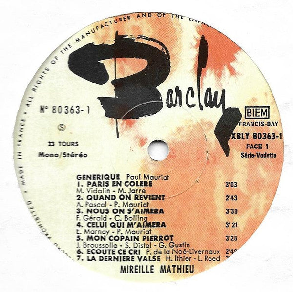 Mireille Mathieu : En Direct De L'Olympia (LP,Album,Stereo)