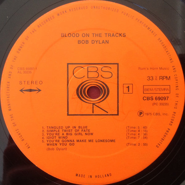 Bob Dylan : Blood On The Tracks (LP,Album)