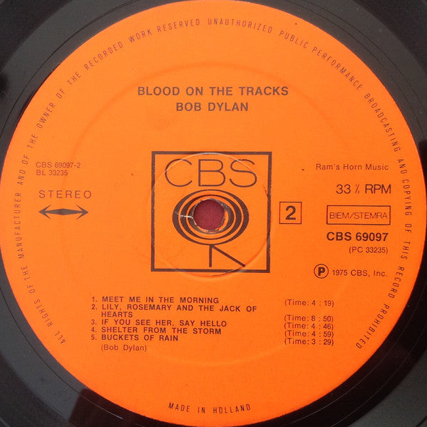 Bob Dylan : Blood On The Tracks (LP,Album)
