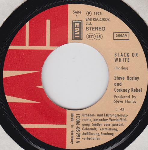Steve Harley & Cockney Rebel : Black Or White (7",45 RPM,Single)