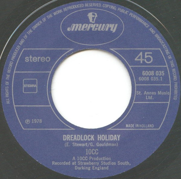 10cc : Dreadlock Holiday (7", Single)