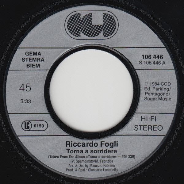 Riccardo Fogli : Torna A Sorridere (7",Single,45 RPM)