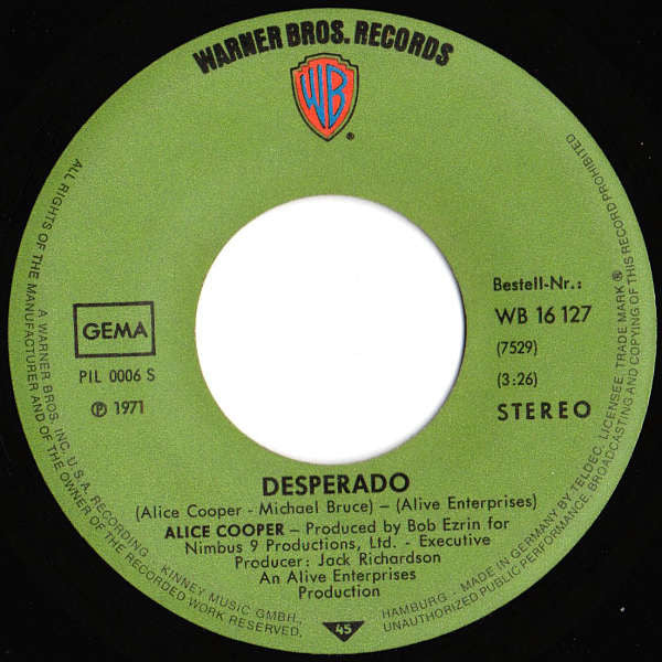 Alice Cooper : Under My Wheels (7",45 RPM,Single,Stereo)