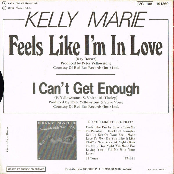 Kelly Marie : Feels Like I'm In Love (7",45 RPM,Single)