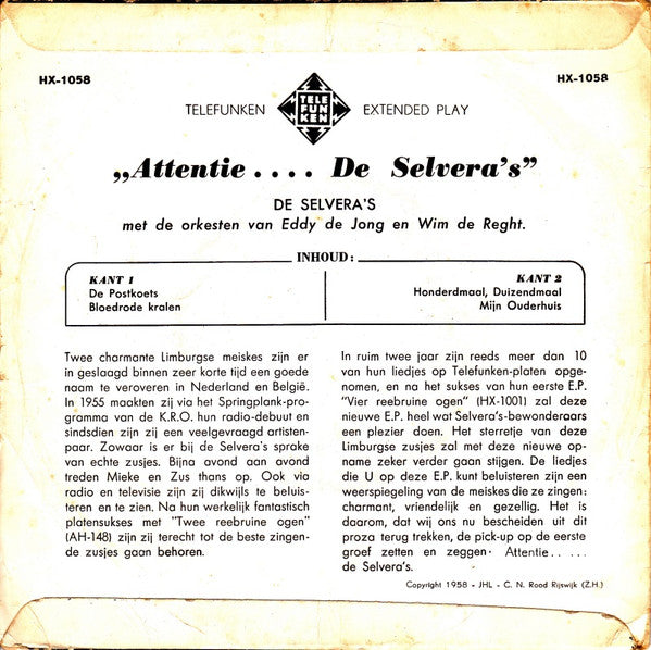 De Selvera's : Attentie ........ De Selvera's (7",45 RPM,EP,Mono)