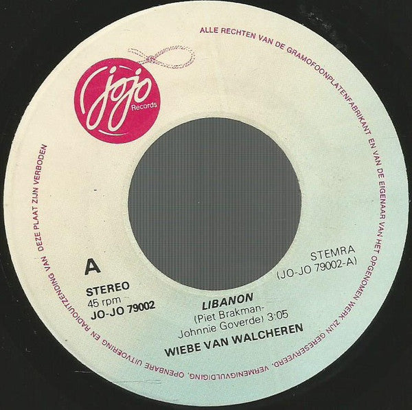 Wiebe Van Walcheren : Libanon (7",45 RPM,Single,Stereo)