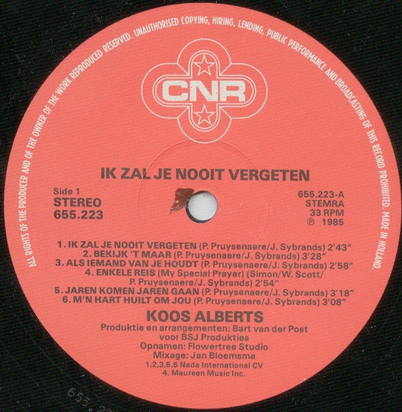 Koos Alberts : Ik Zal Je Nooit Vergeten (LP,Album)