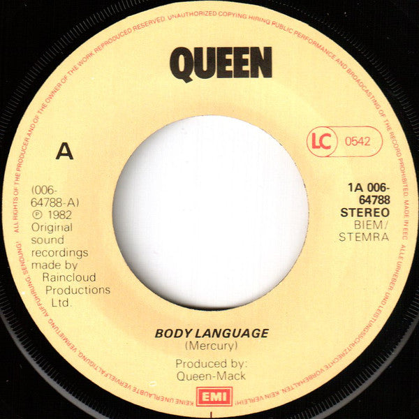 Queen : Body Language (7",45 RPM,Single,Stereo)
