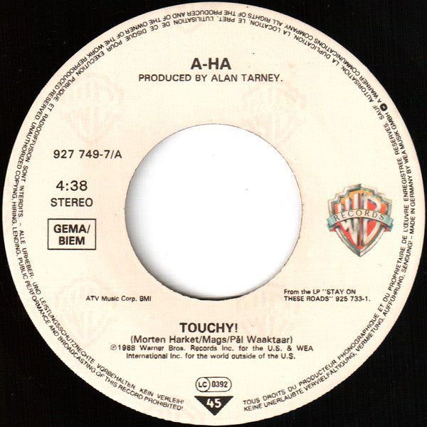 a-ha : Touchy! (7",45 RPM,Single)