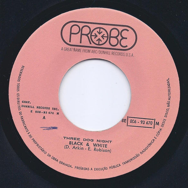 Three Dog Night : Black And White (7",45 RPM,Single)